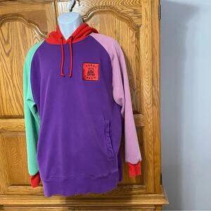 TEDDY FRESH Sweatshirt Mens Large Hoodie Color Block Hooded Pockets Multicolor